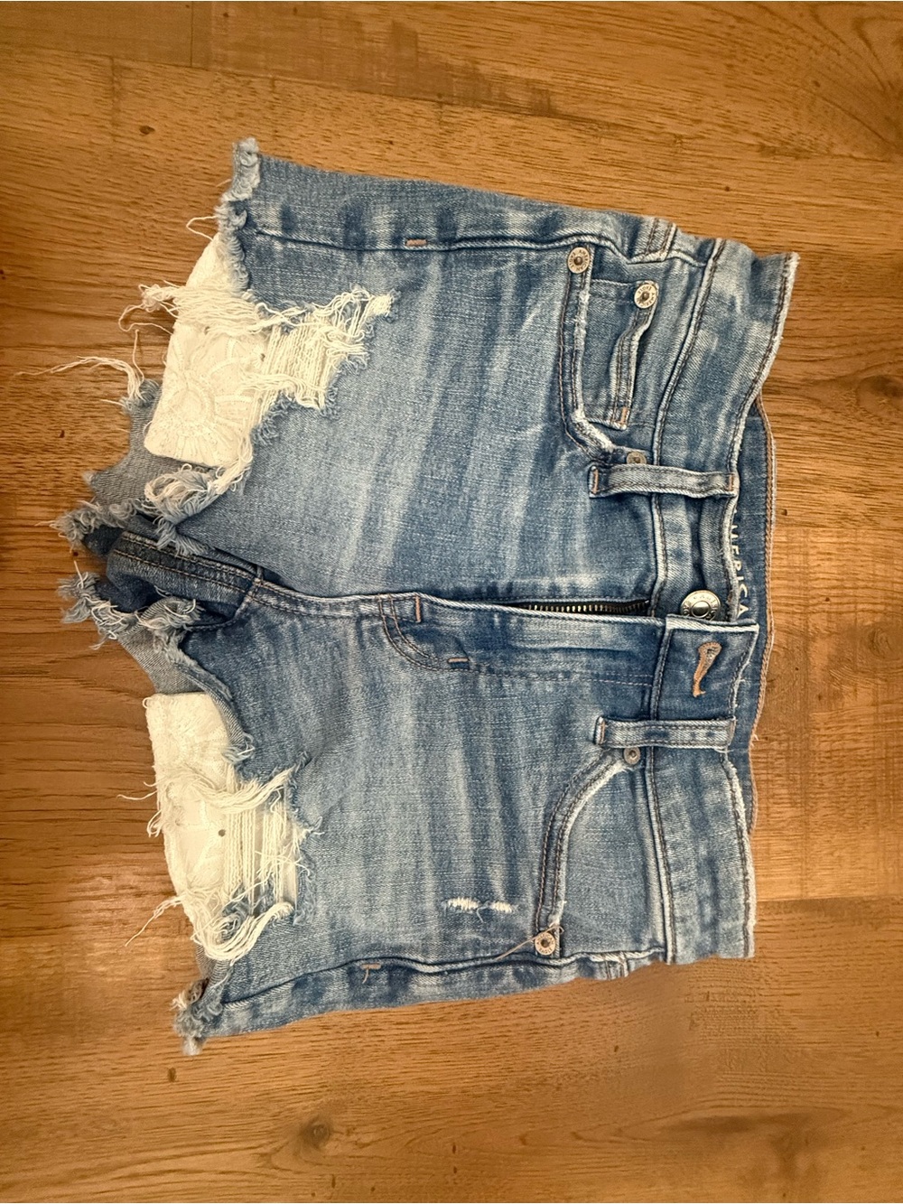 American Eagle Outfitters Blue Distressed Denim Shorts